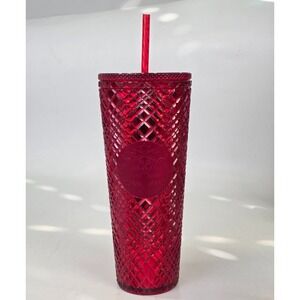 Starbucks Holiday 2021 Red Jeweled Tumbler 24oz Cold Cup Venti Diamond Excellent